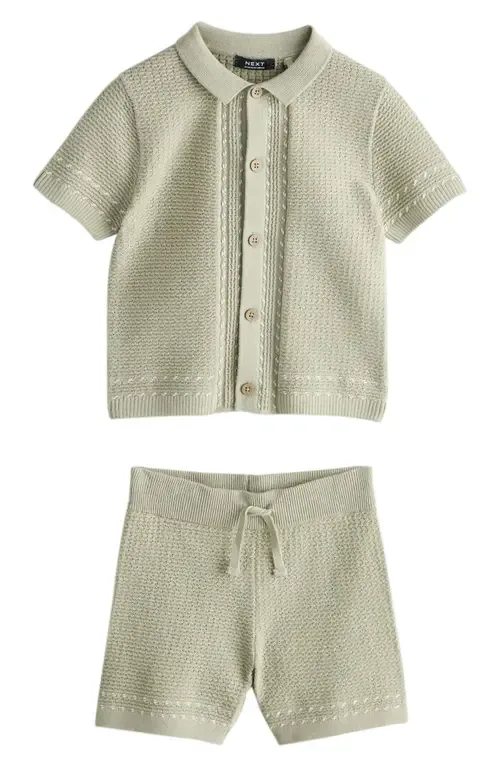 Cotton Knit Button-Up Shirt & Shorts Set by NEXT