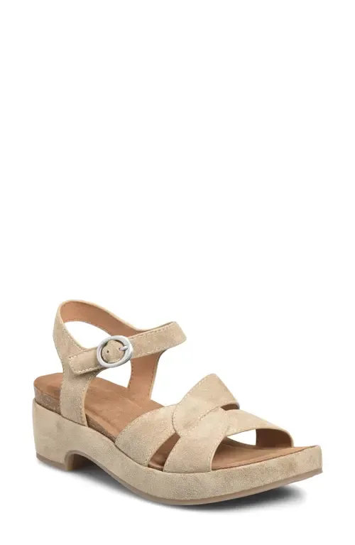 Capri Ankle Strap Platform Sandal in Barley Suede by Söfft