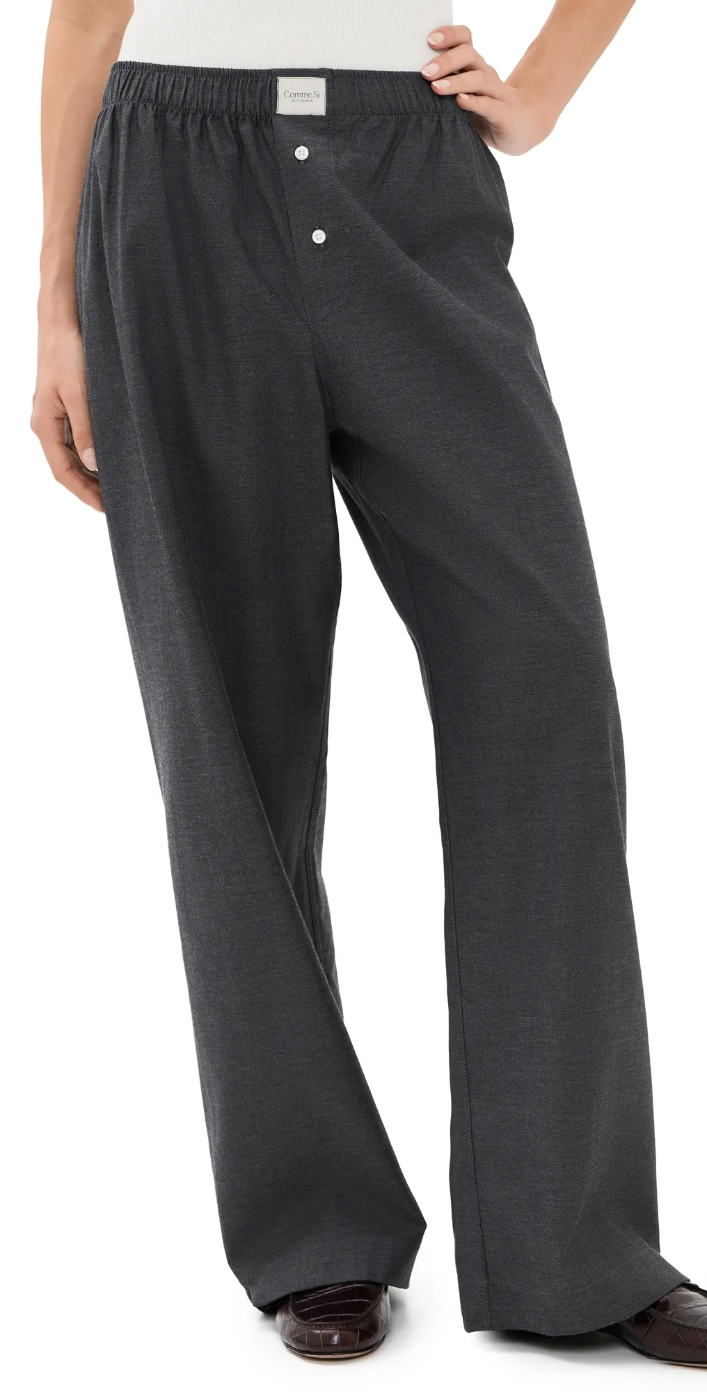 La Boxer Alta Pants Dark Grey Twill by Comme Si