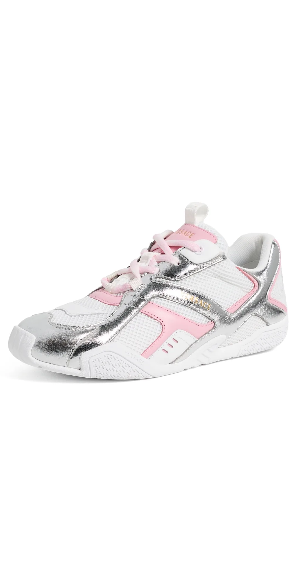 Laminated Lamb Leather Sneakers by Versace