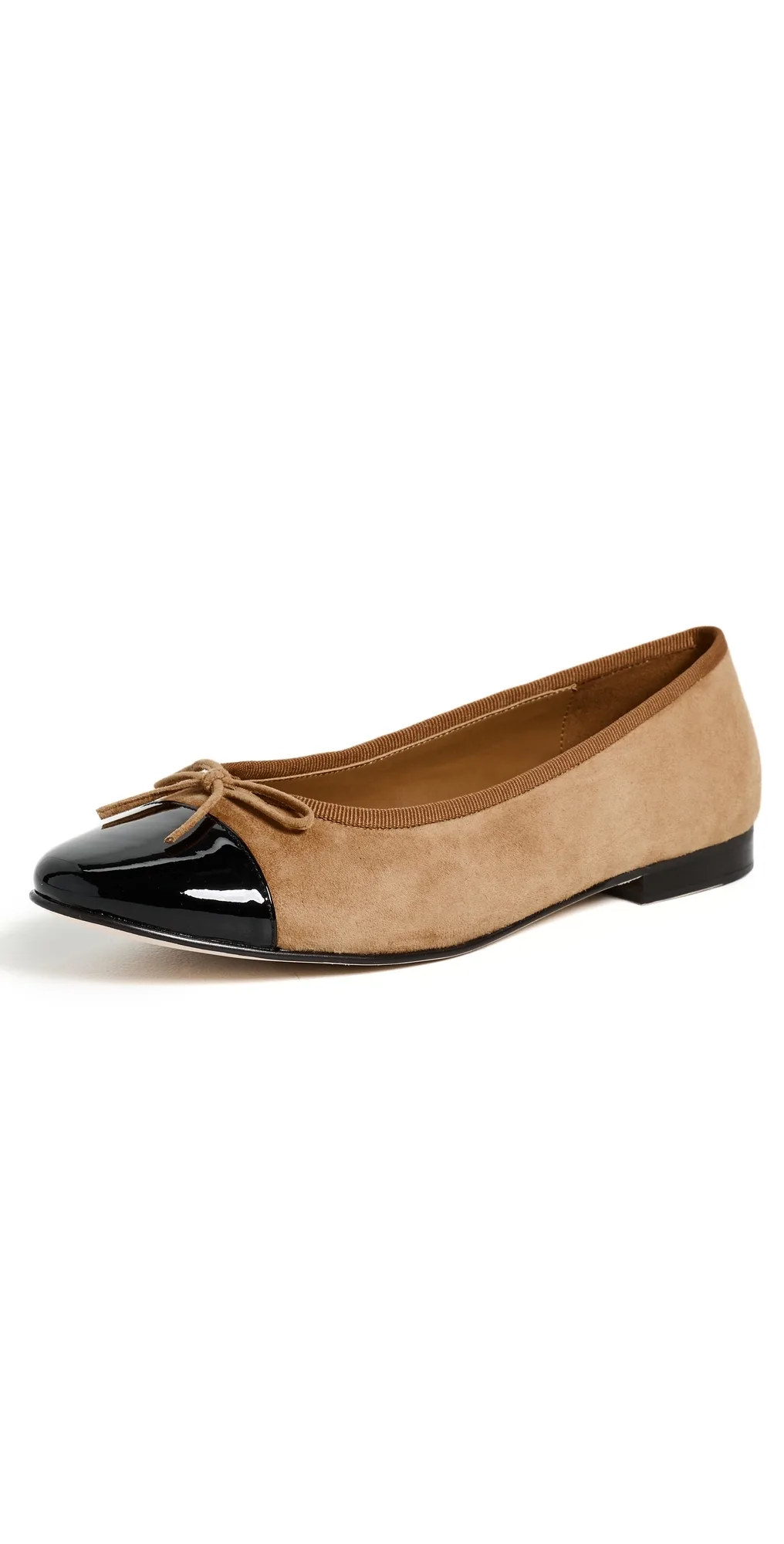 Arabesque Flats in Beige Suede Black Combo by Jeffrey Campbell