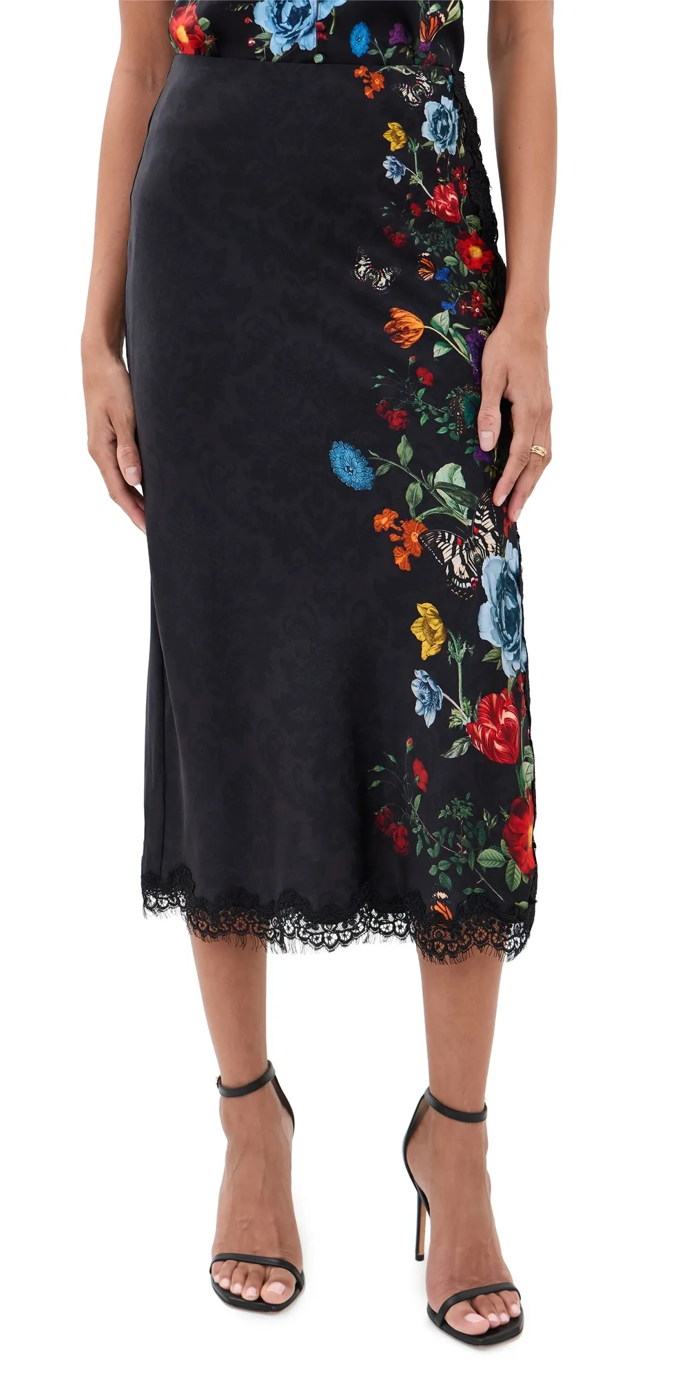 Maeve Midi Lace Trim Slip Skirt by Alice + Olivia