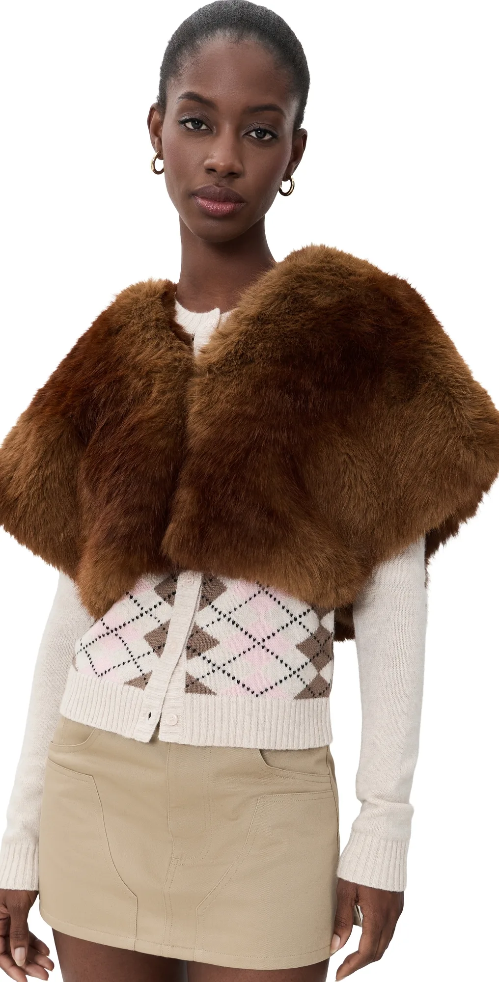 Devin Faux Mink Shrug by Apparis