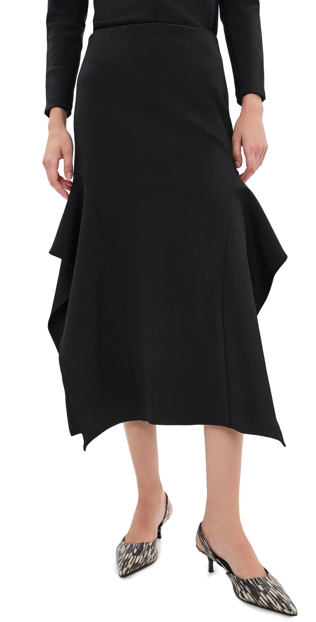Luxe Crepe Knit Side Drape Skirt by Tibi