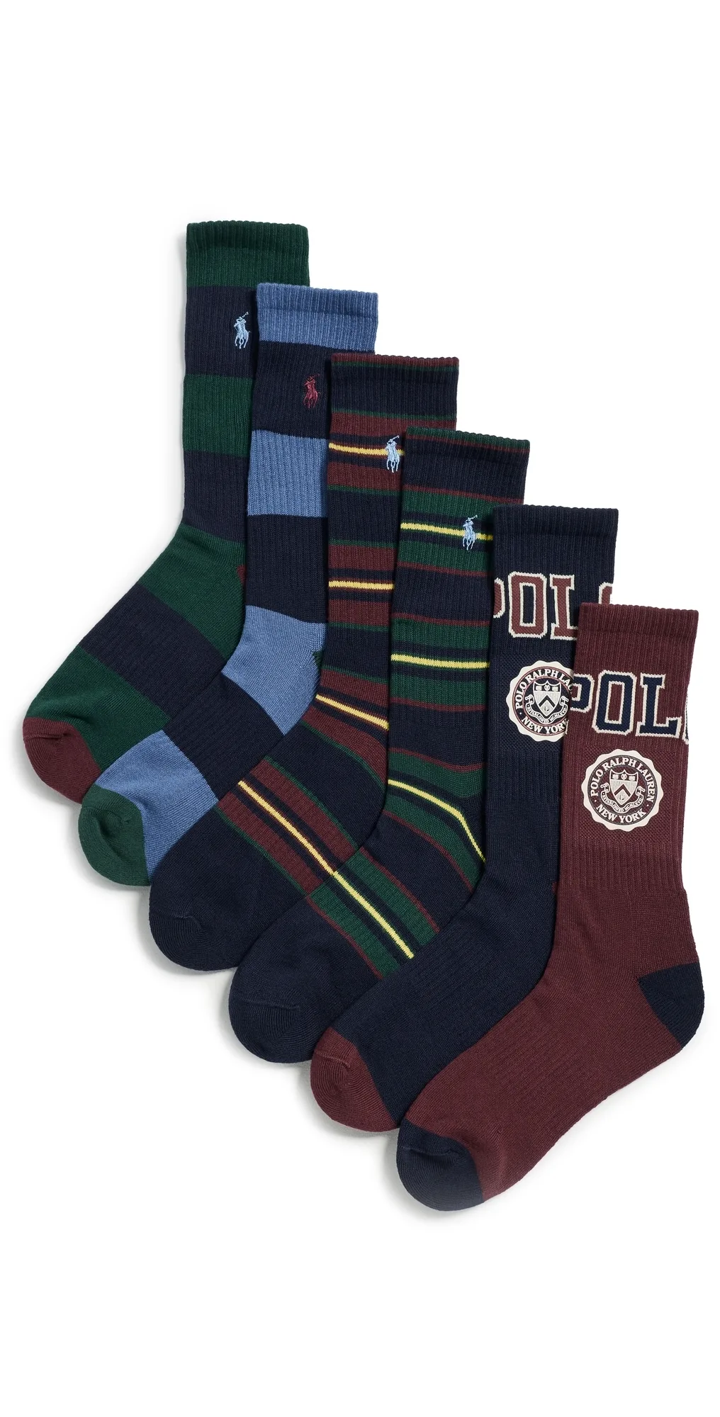Polo Crest Crew Socks 6 Pack by Polo Ralph Lauren