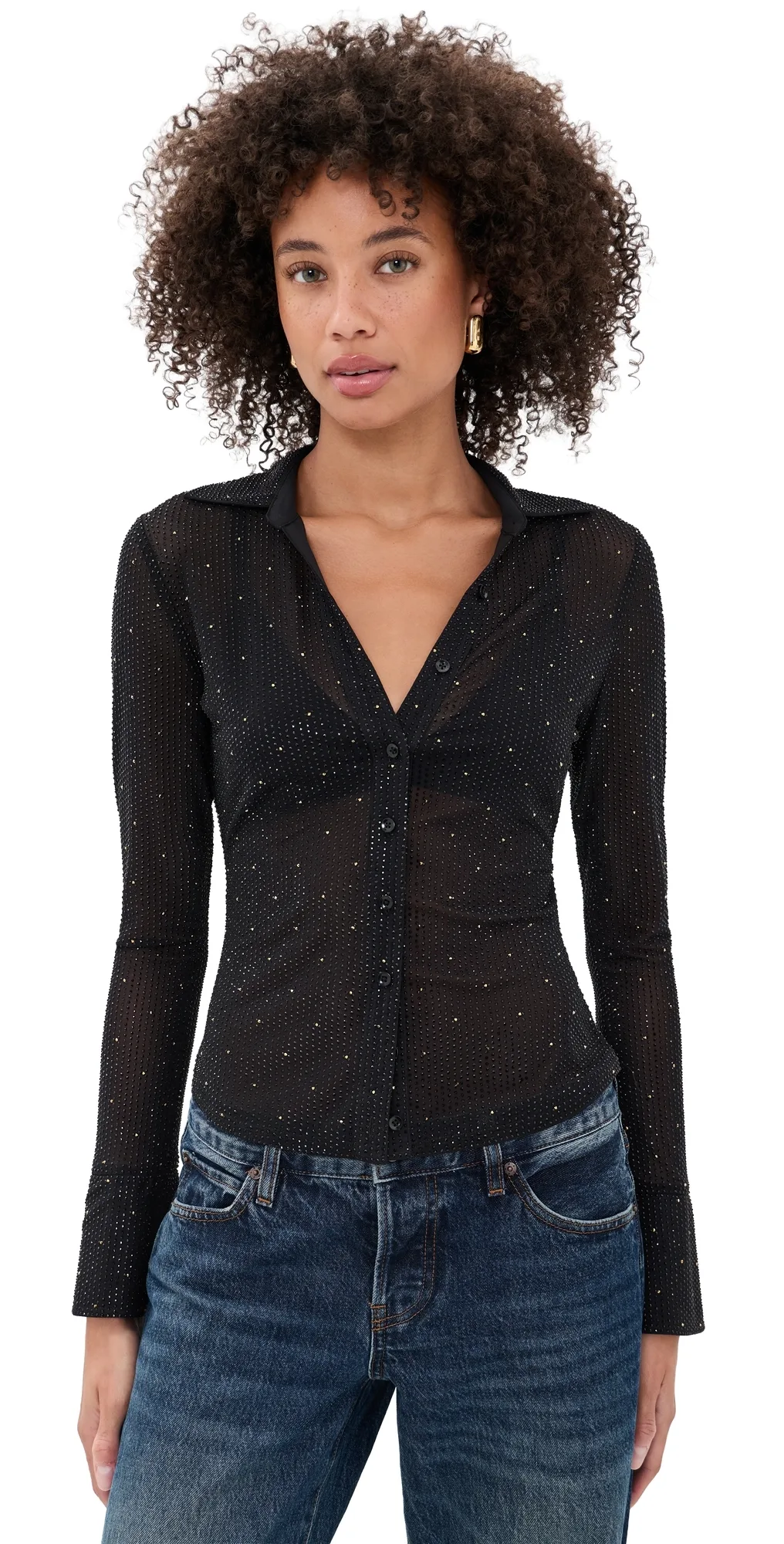 Freya Embellished Button Down Top by Alice + Olivia