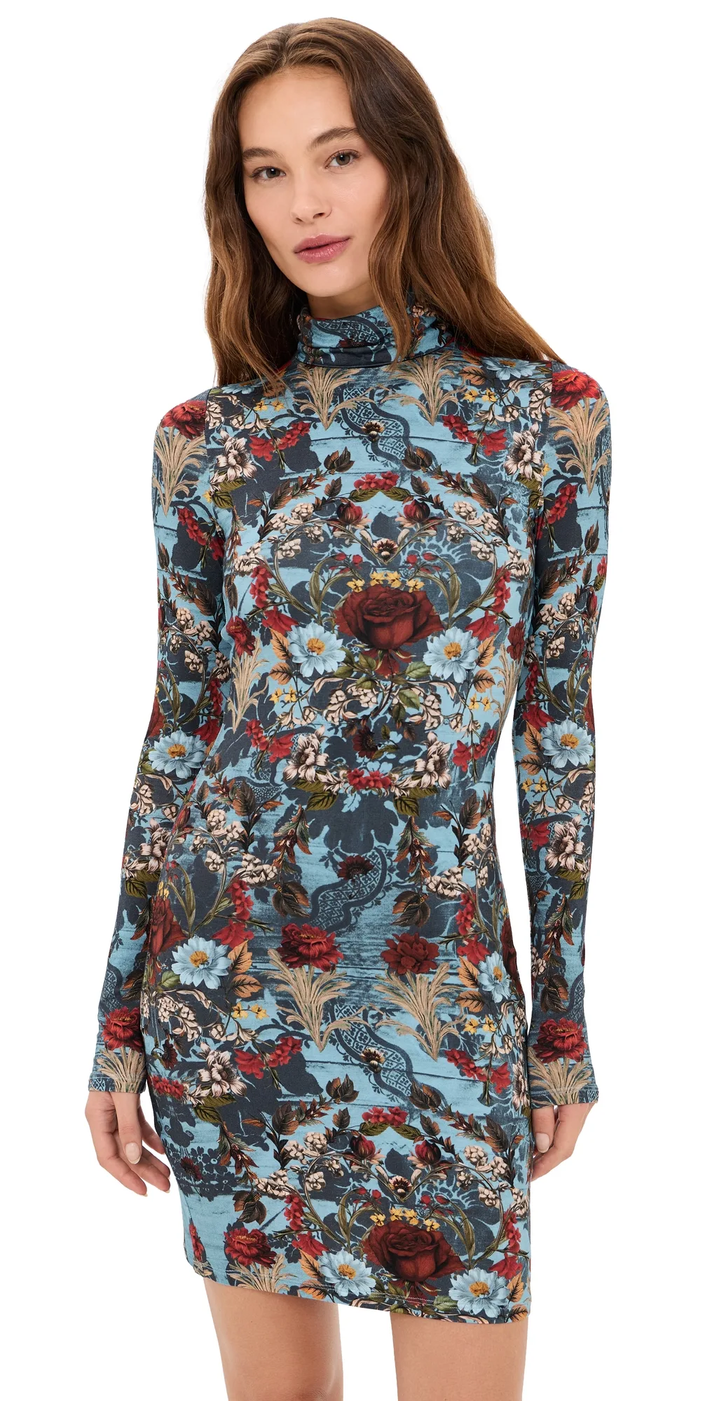 Delora Folded Turtleneck Mini Dress by Alice + Olivia