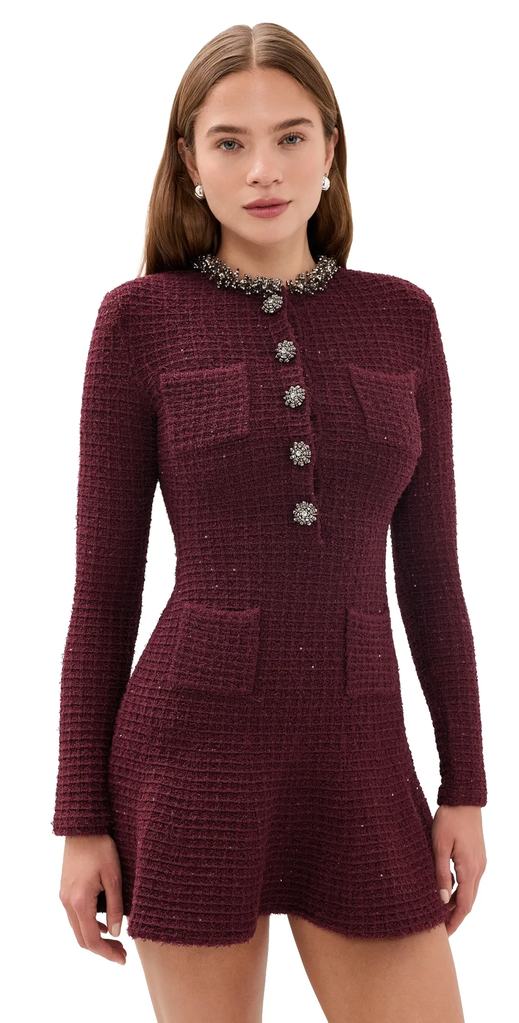 Textured Knit Embellished Mini by Self Portrait