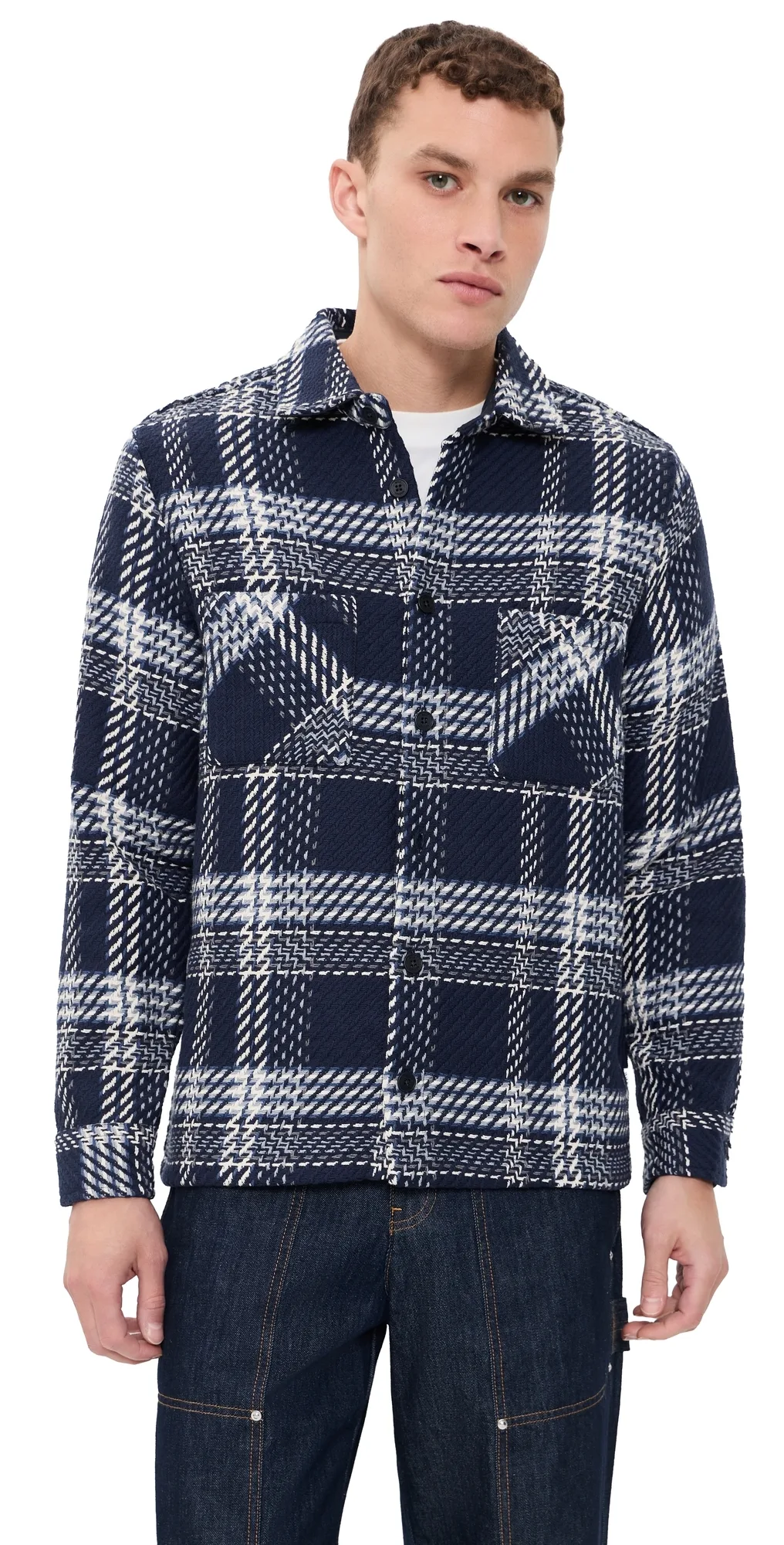 Whiting Plaid Weave Overshirt by Wax London