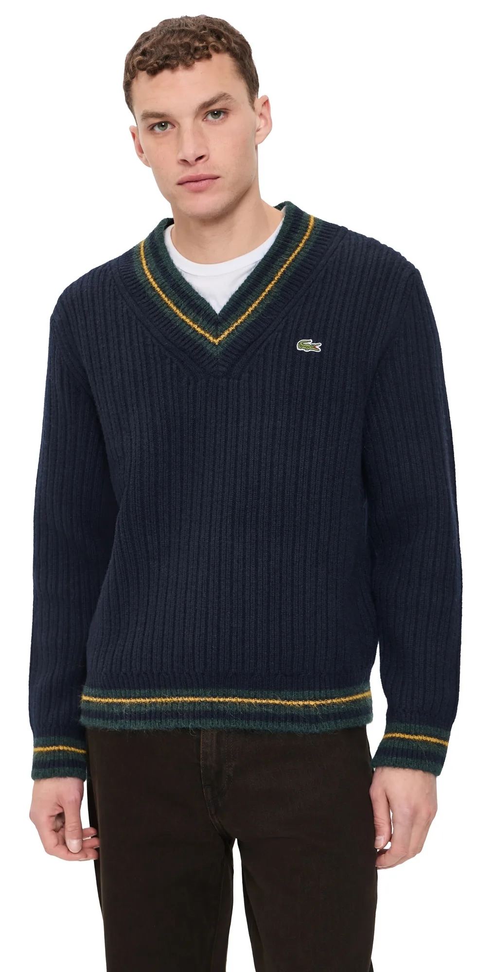 V Neck Wool Sweater by Lacoste