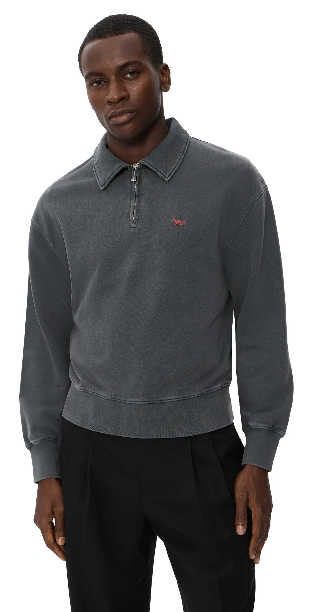 Profile Fox Faded Polo Sweatshirt by Maison Kitsuné