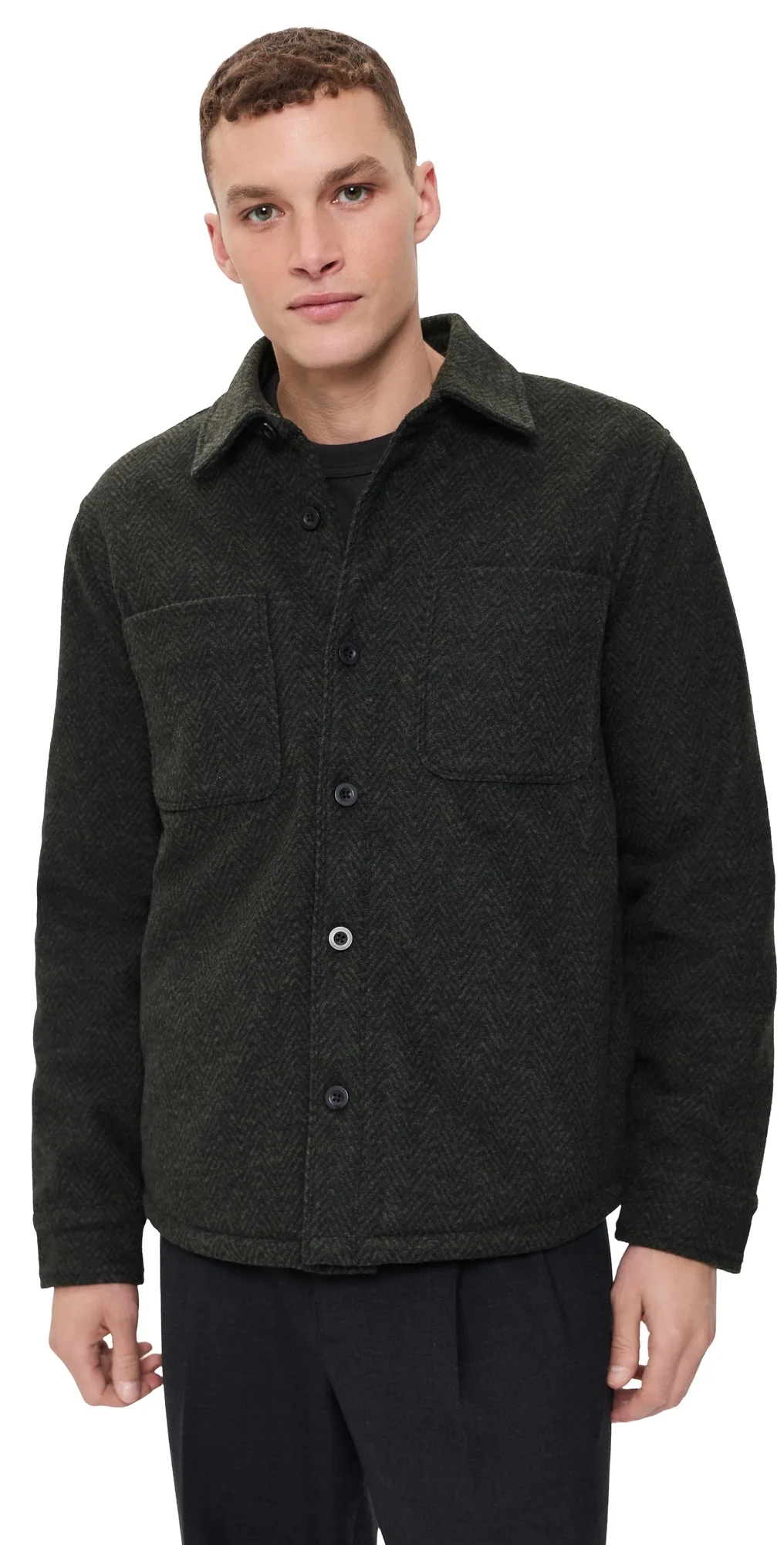Herringbone Sherpa Lined Shirt Jacket by Vince