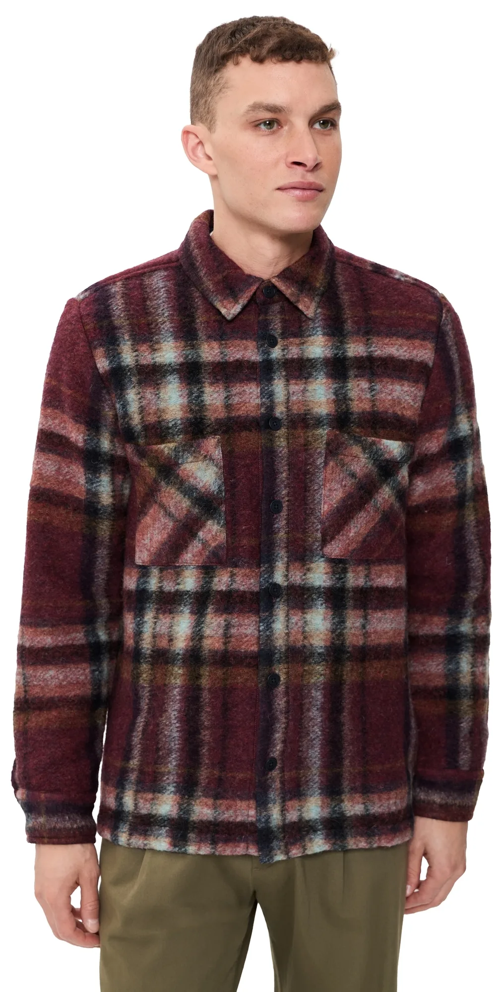 Whiting Check Wool Overshirt by Wax London
