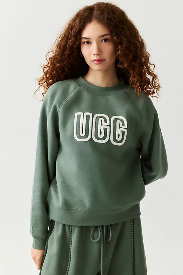 Logo Applique Graphic Relaxed Crew Neck Pullover Top by UGG