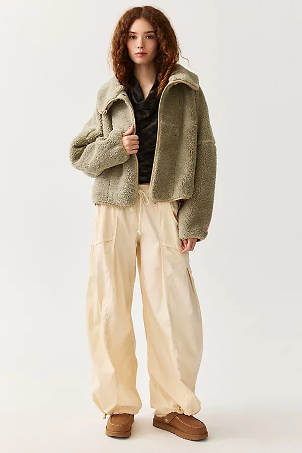 Raynie Asymmetric Snap Fleece Funnel Neck Jacket