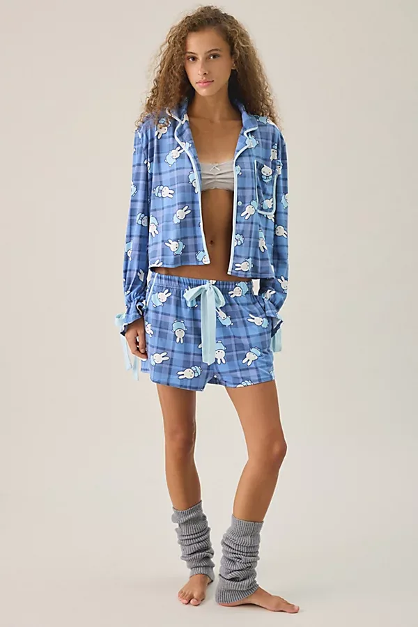 Miffy Bow Detail Plaid 2-Piece PJ Set Top by Urban Outfitters