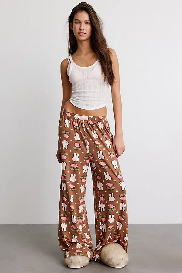 Miffy Floral Print Jersey Knit PJ Pants by Urban Outfitters