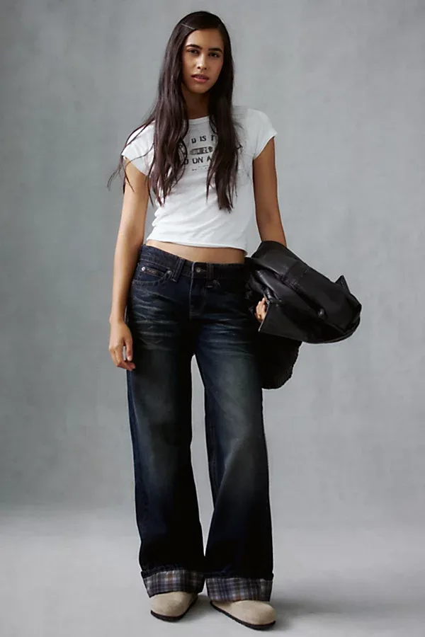 Kayla Plaid Pocket Low-Rise Jeans by BDG