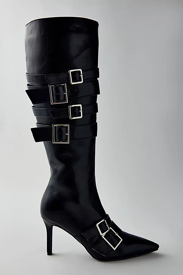 Sandi Buckled Knee High Boots by Raid London