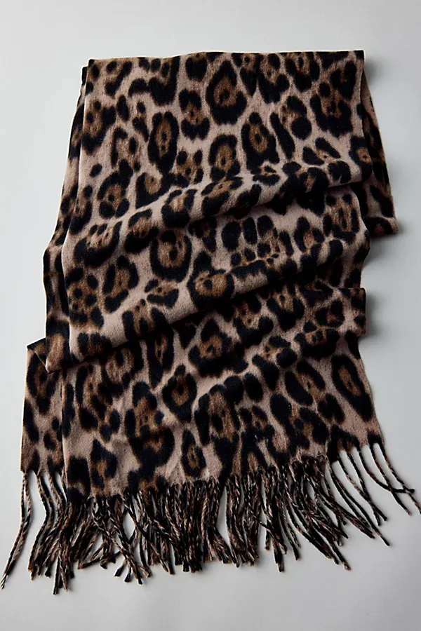 Lexi Leopard Lightweight Scarf by Urban Outfitters