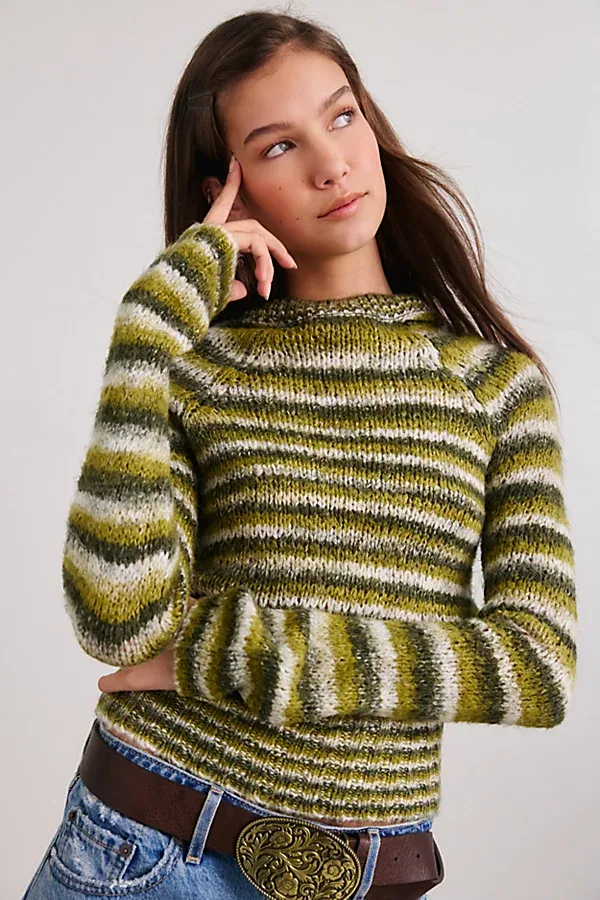 Sammi Spacedye Stripe Slim Hooded Sweater by BDG