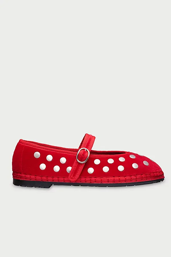 Mae Silver Studded Mary Janes Shoe by Flabelus