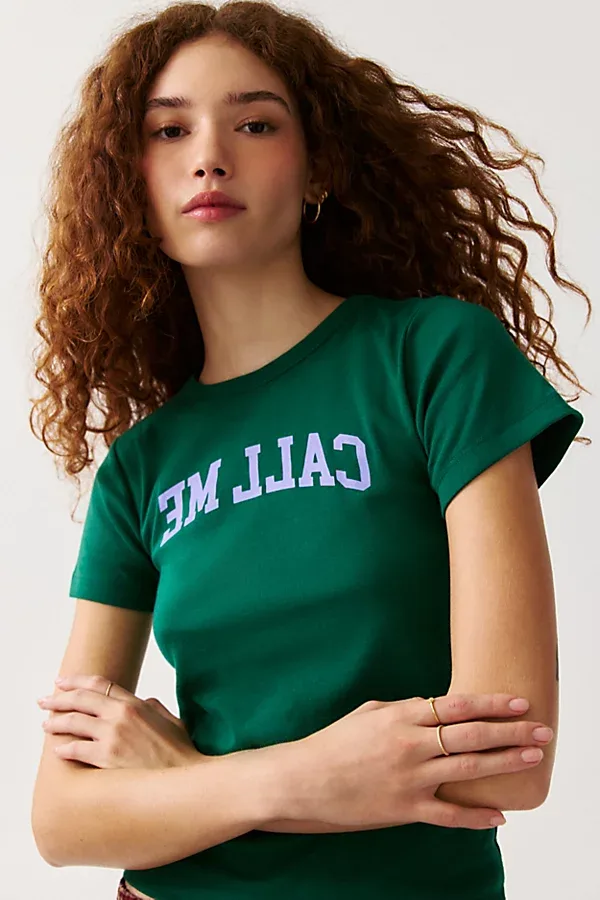 Call Me Backwards Graphic Cotton Baby Tee by Urban Outfitters