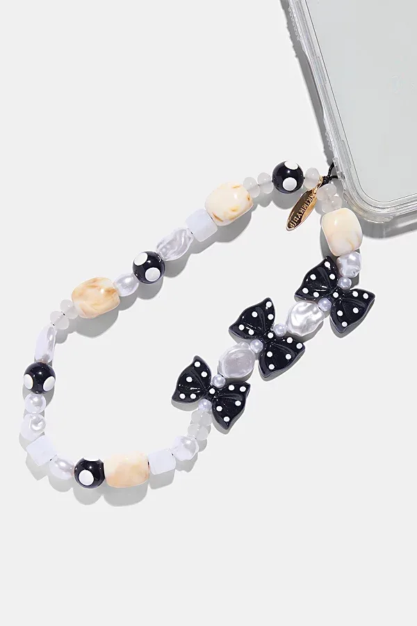 Polka Dot Bow Beaded Phone Chain by Skinnydip London