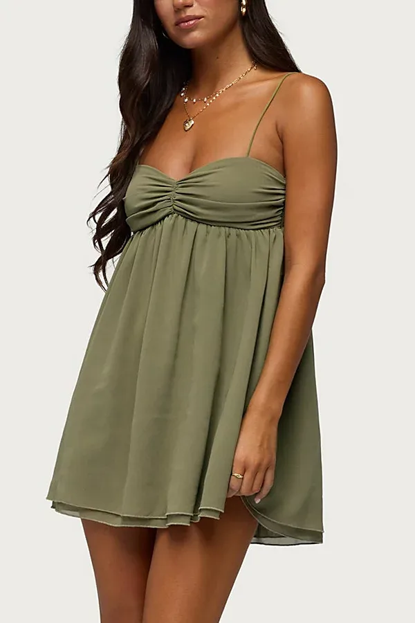 Ariellah Chiffon Babydoll Mini Dress by Edikted