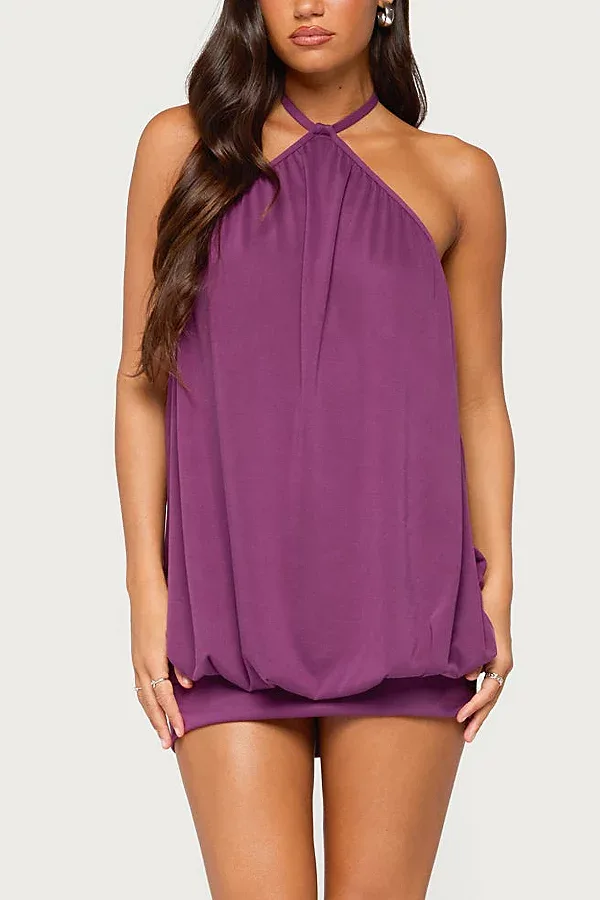 Faine Bubble Mini Halter Dress by Edikted