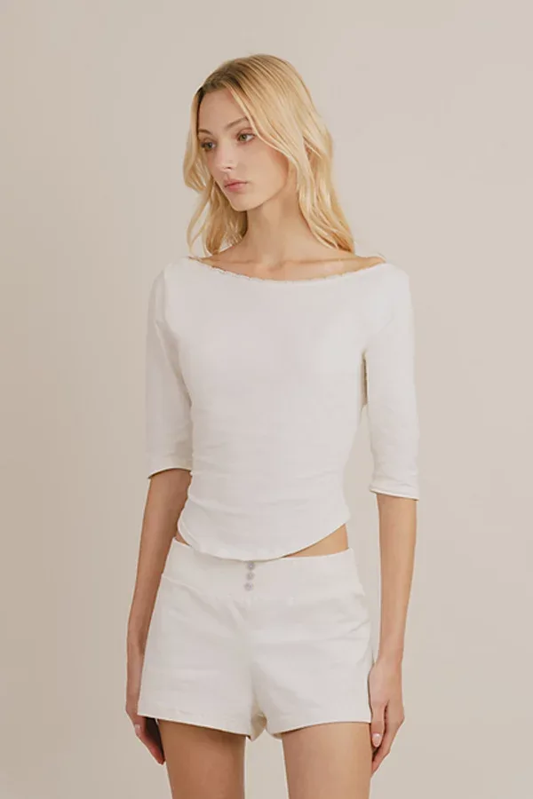 Colette 3/4 Sleeve Boat Neck Top by Mpaz Studio