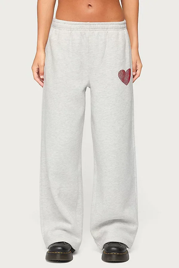 London Obsessed Rhinestone Sweatpants by Edikted
