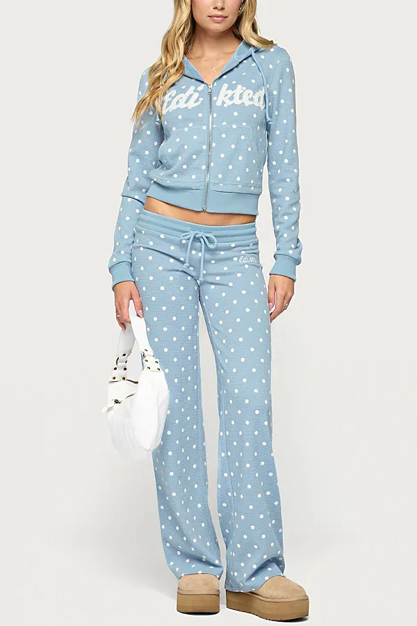 Dilly Polka Dot Waffle Pants by Edikted