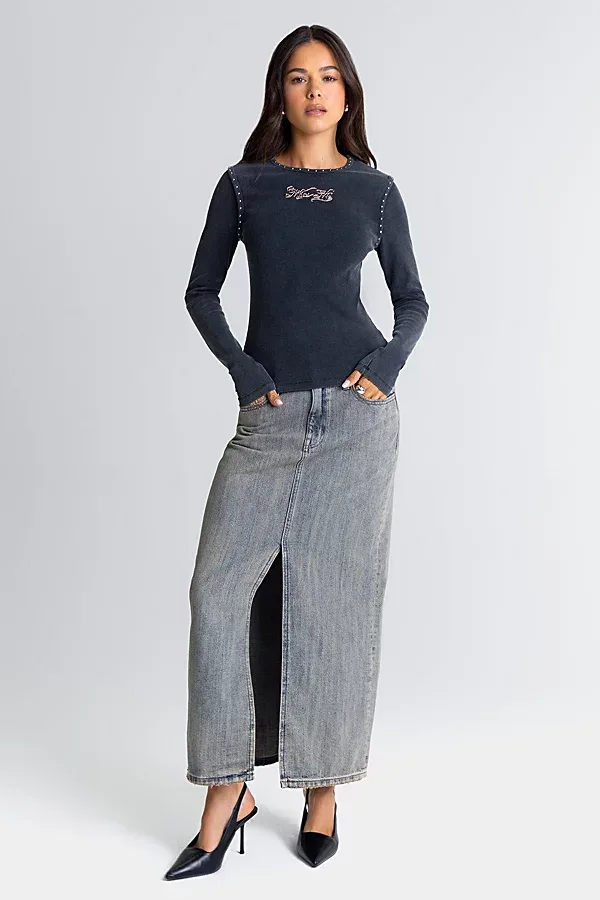 Desiree Denim Maxi Skirt by Miss Me