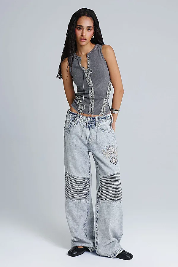 Waverly Moto Baggy Wide Jeans by Miss Me
