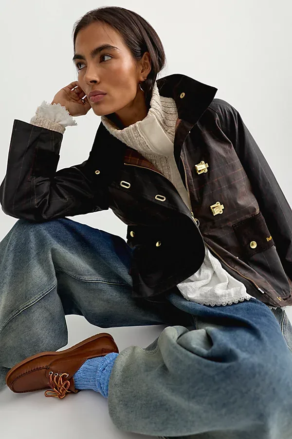 Hazelwood Checked Waxed Cotton Jacket by Barbour