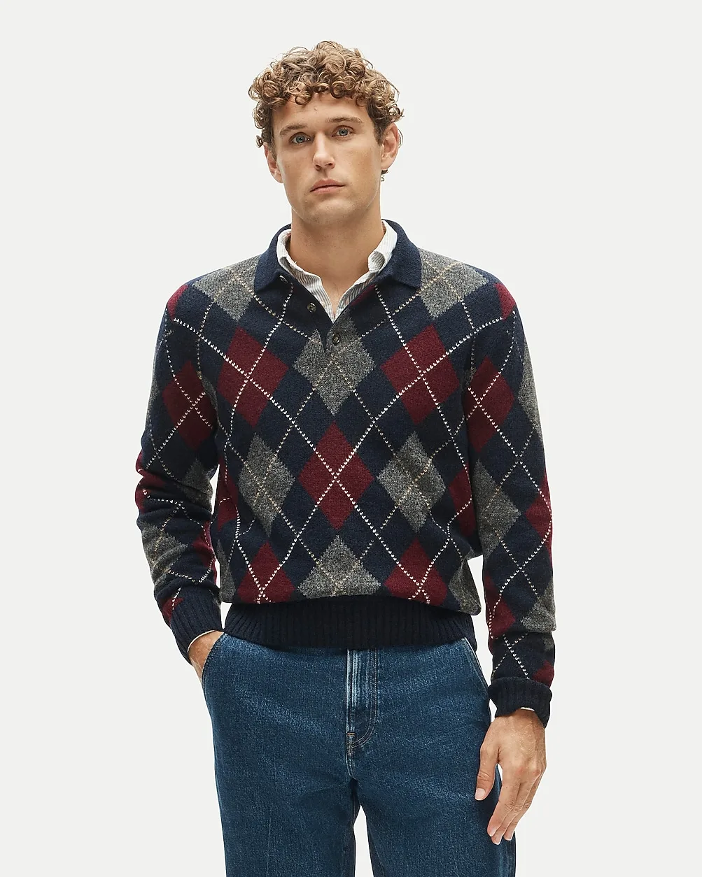 Wool Sweater-Polo in Argyle by J.Crew