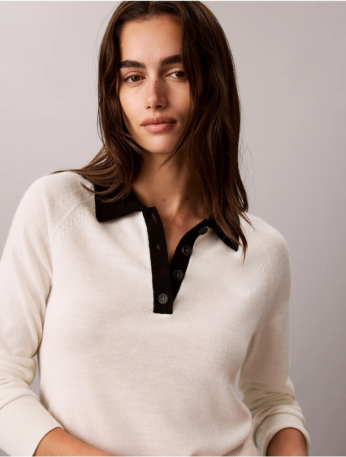 Extra Fine Merino Blend Polo Sweater by Calvin Klein