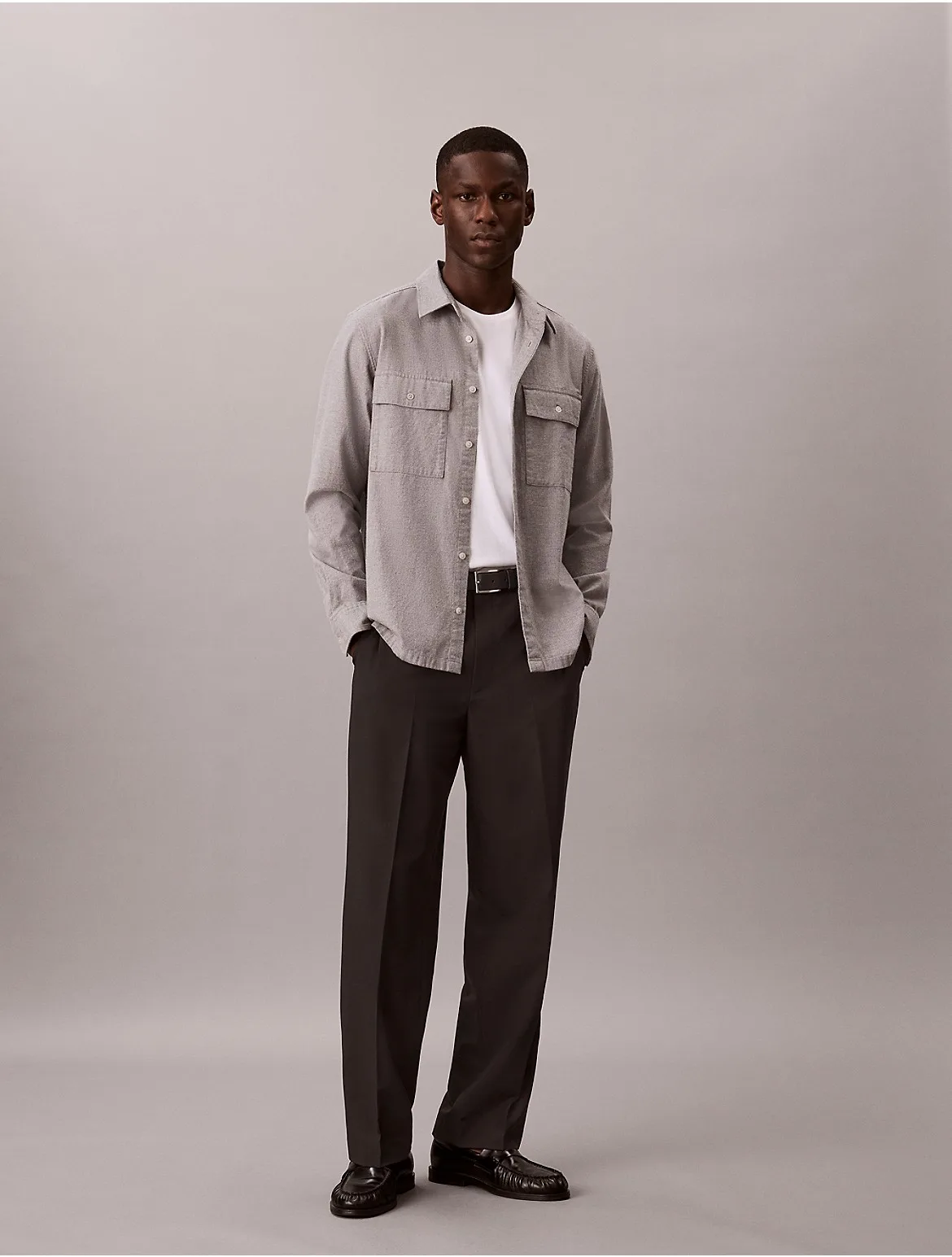 Melange Flannel Classic Button-Down Shirt