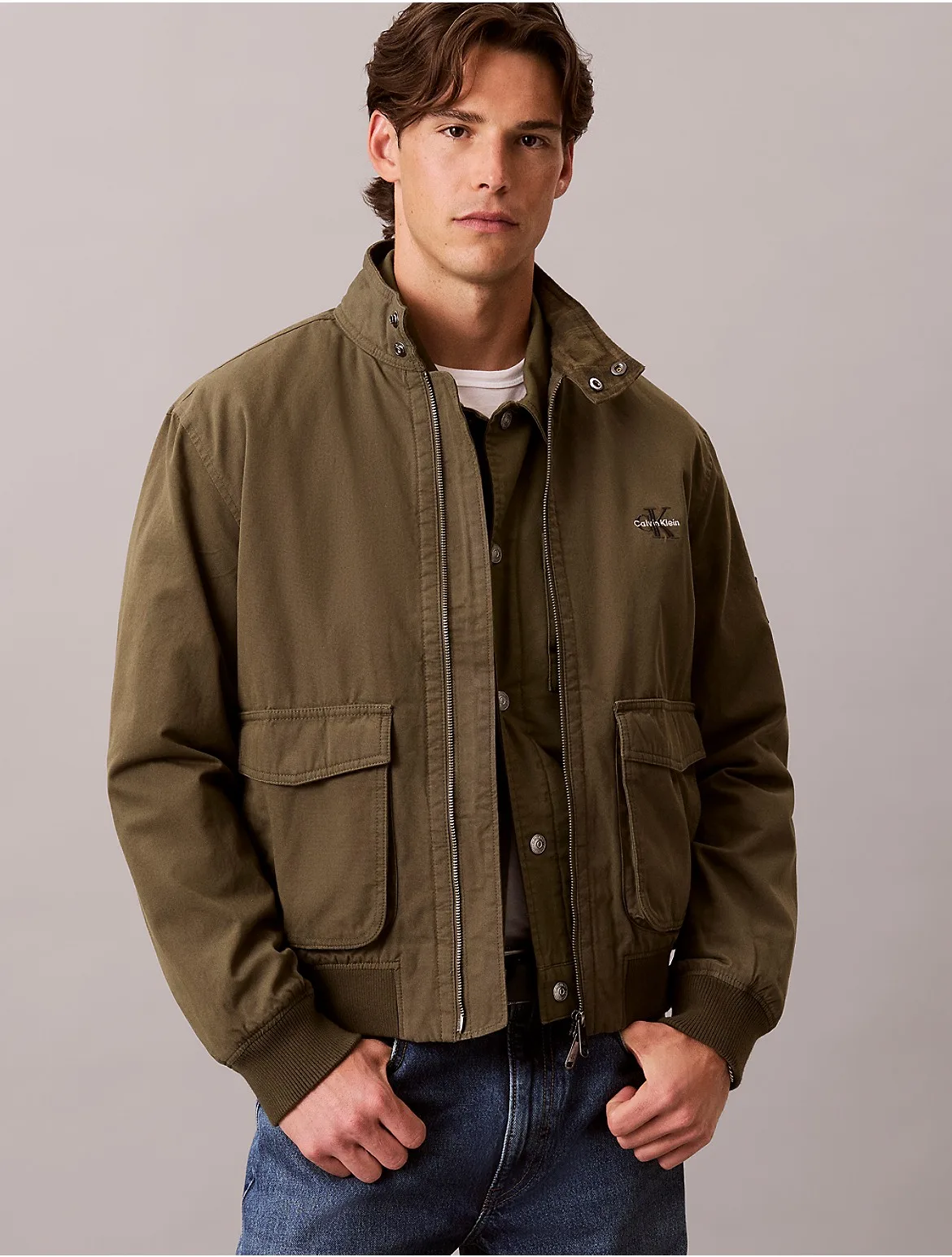 Cotton Flannel Lined Jacket by Calvin Klein