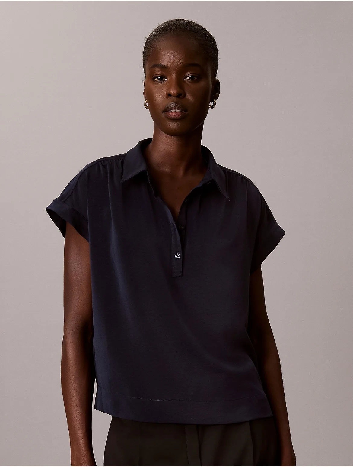 Classic Collar Popover Top by Calvin Klein