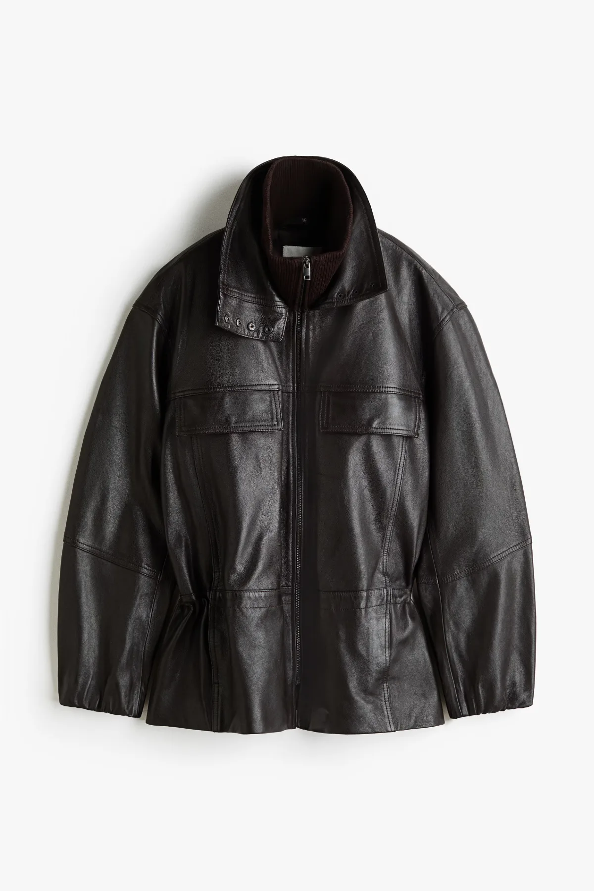 Funnel-Collar Leather Jacket by H&M