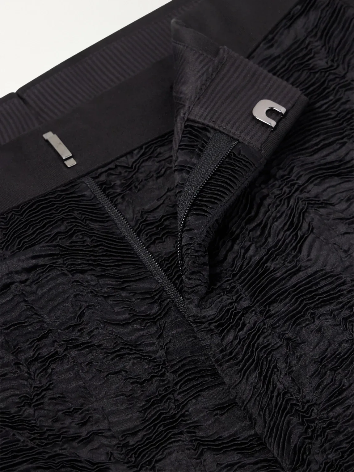 Crepe-Trimmed Silk Astracan Pliss Straight-Leg Suit Trousers by Tom Ford
