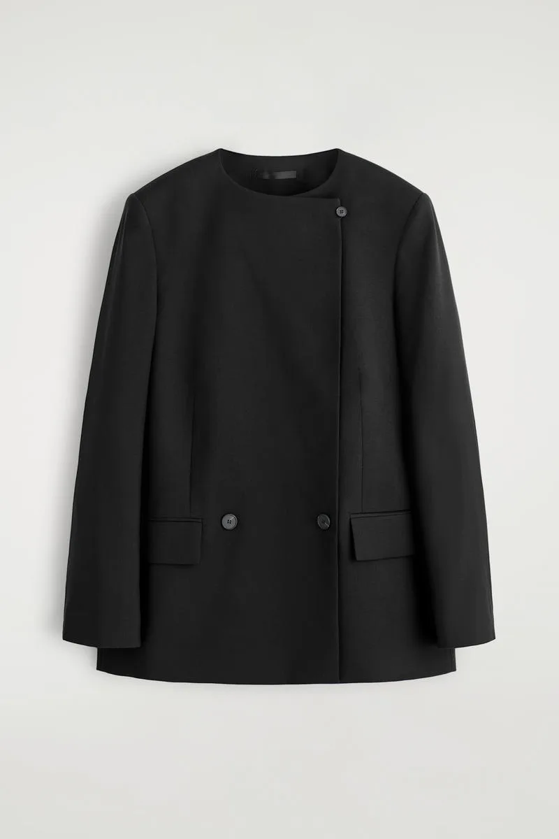 Structured Collarless Wool Blazer by COS