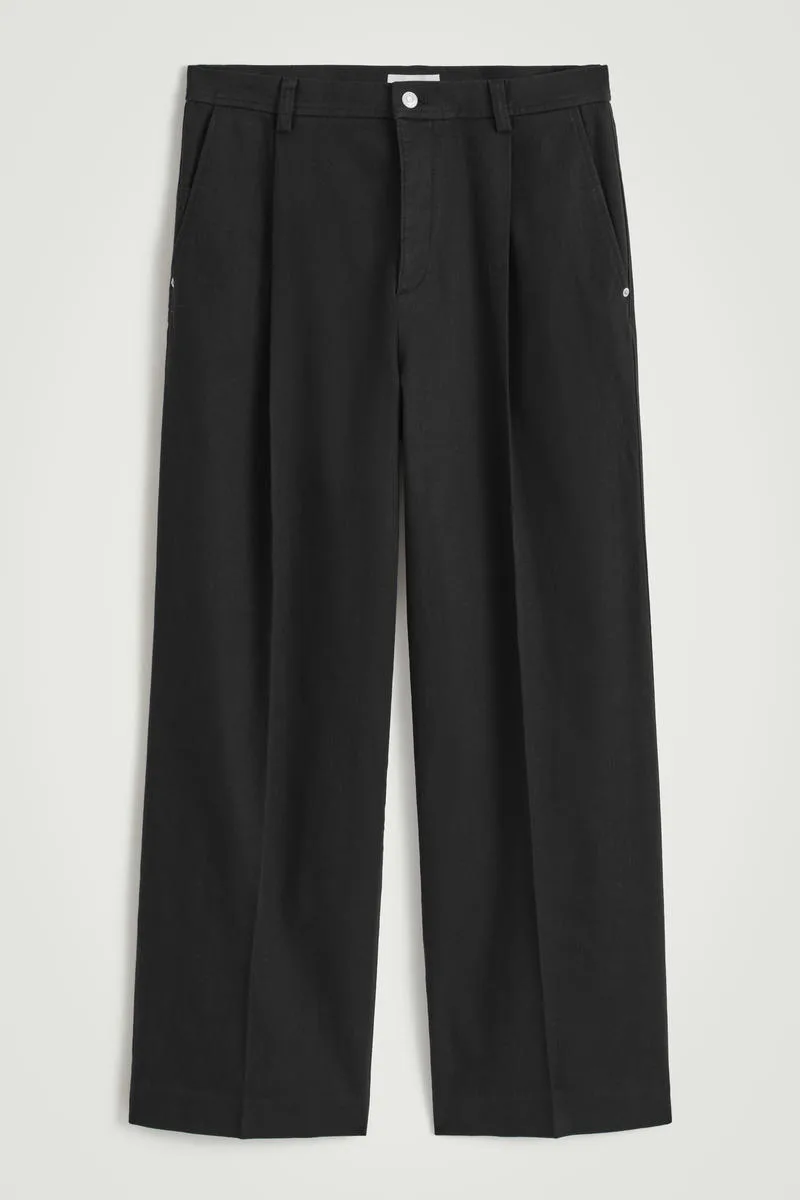 Pleated Relaxed-Fit Wide-Leg Denim Pants by COS