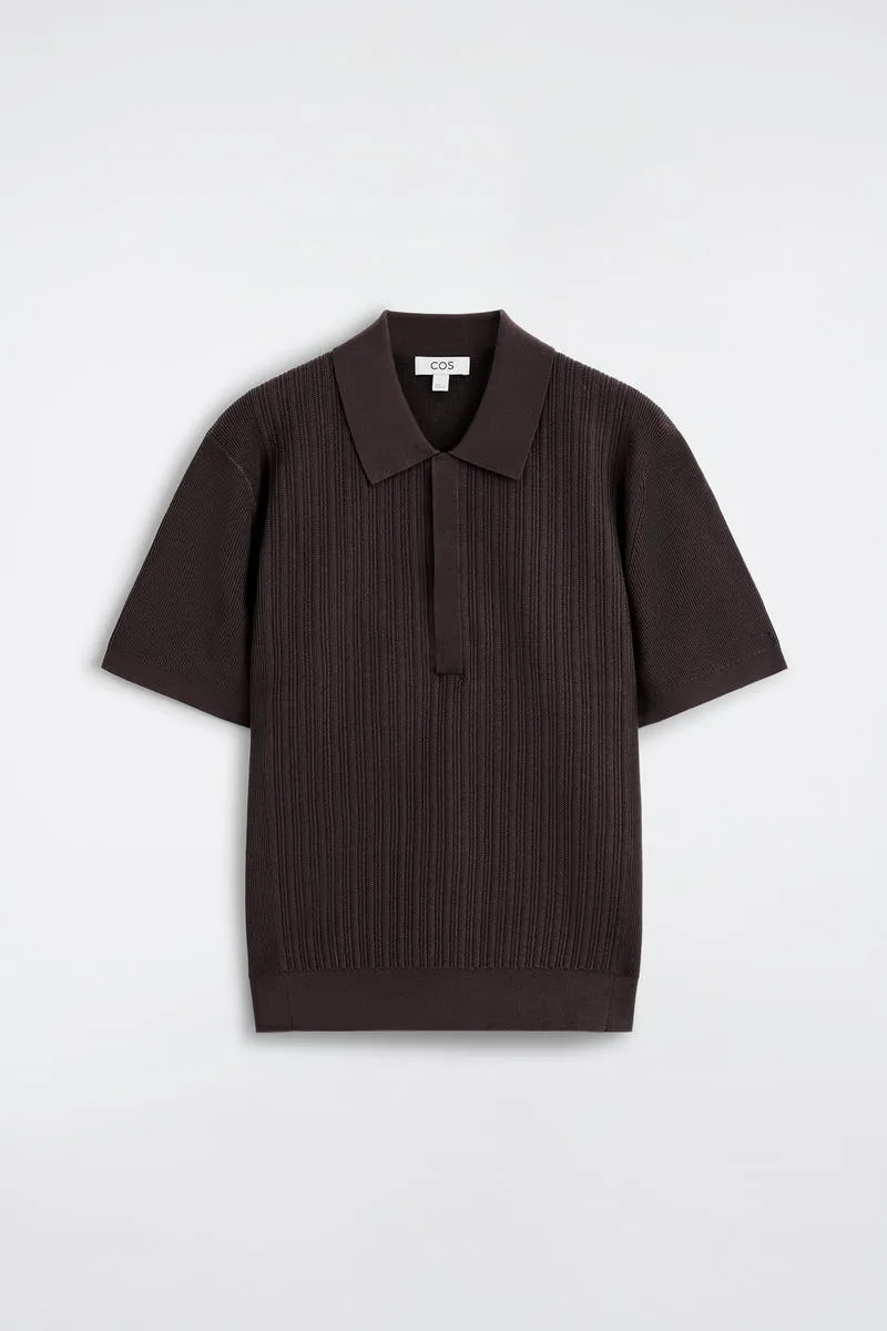 Textured-Panel Cotton Polo Shirt by COS