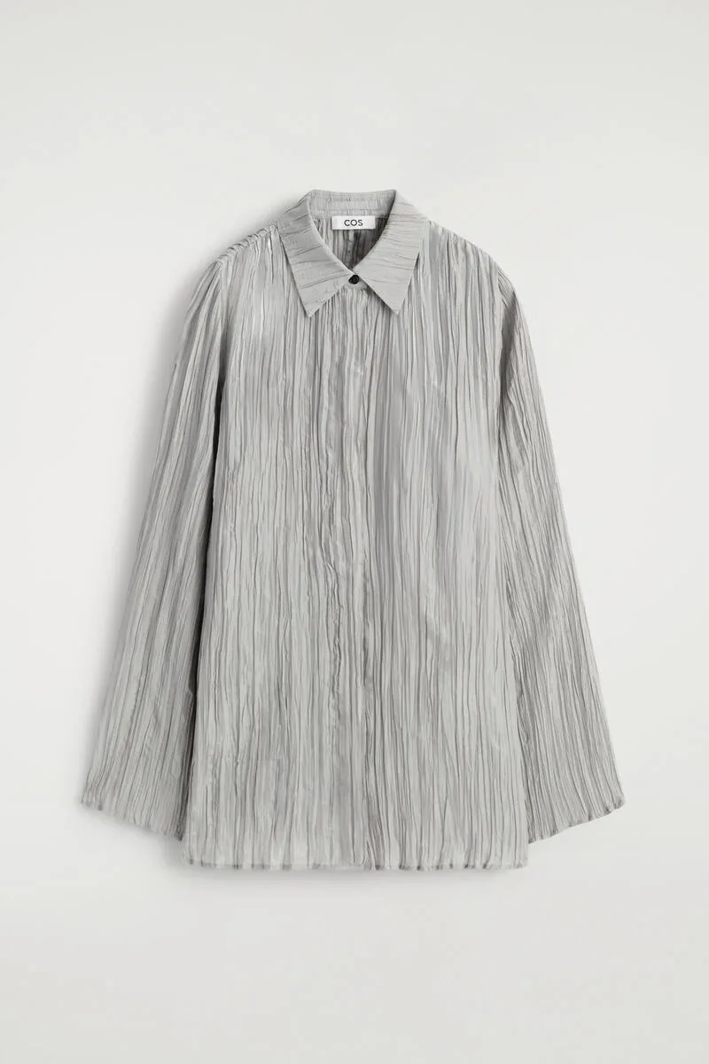 Rounded Textured-Silk Shirt by COS