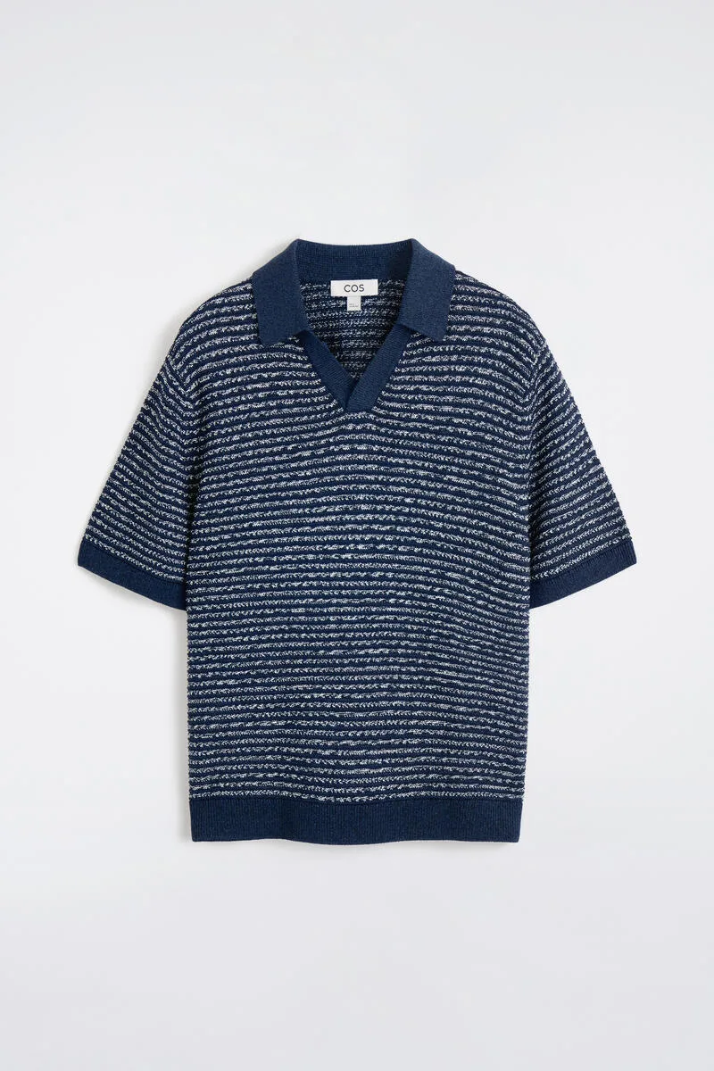 Striped Open-Knit Polo Shirt by COS