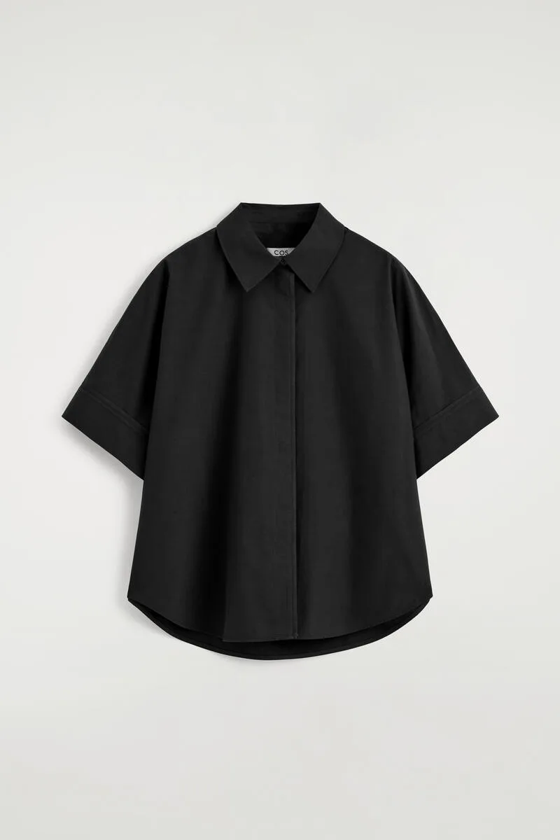 Oversized Short-Sleeved Cotton Shirt