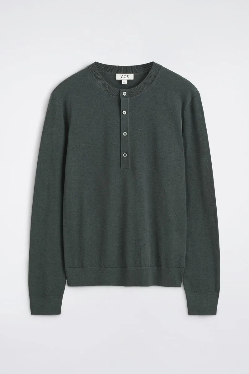 Slim Merino Wool Henley Top by COS